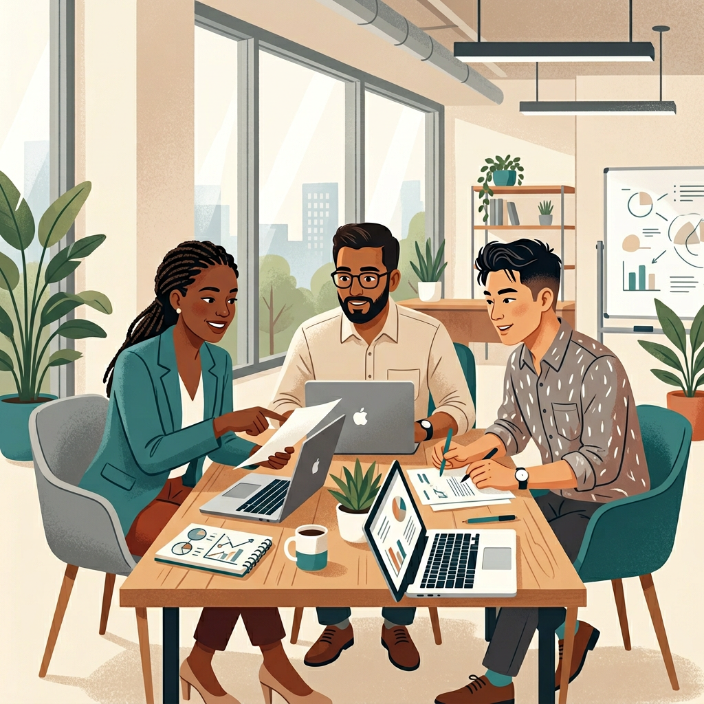 Diverse team collaborating on tribal lending services