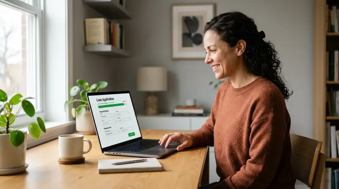 Person easily completing an online tribal loan application on a laptop