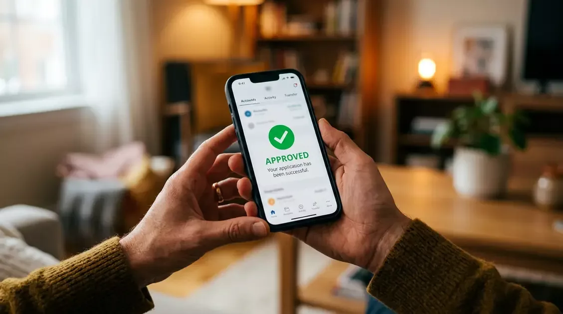 Person with bad credit getting approved for a tribal loan on a smartphone