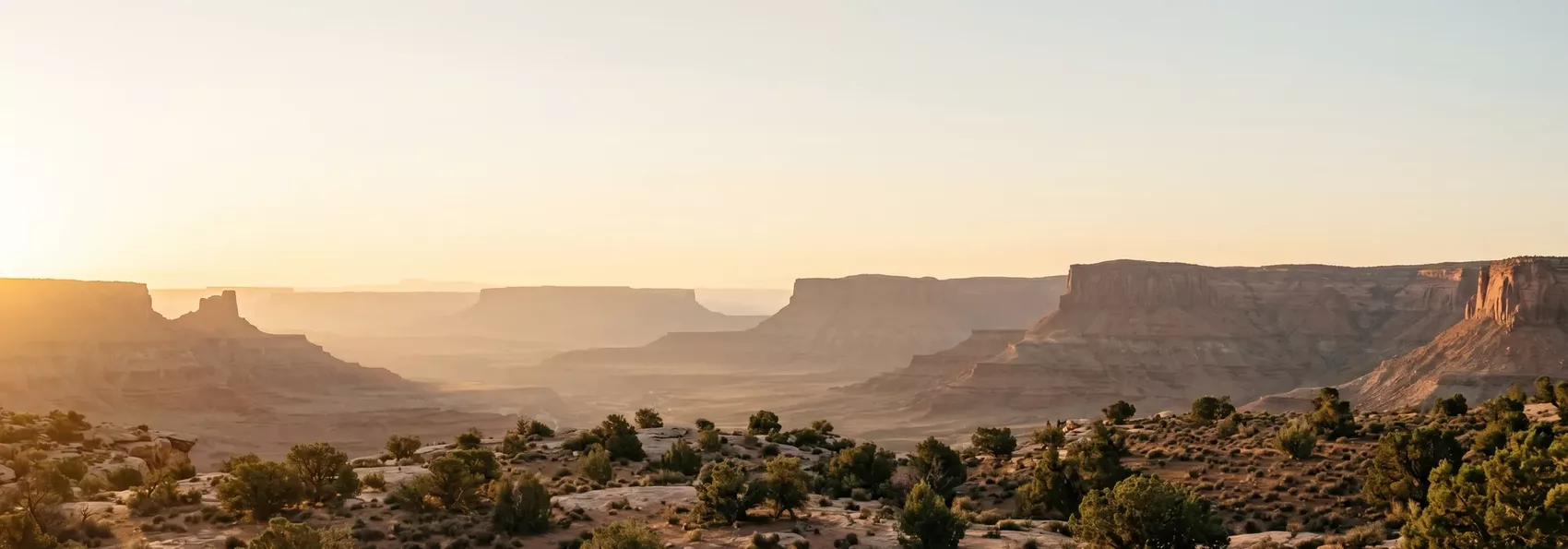 Layered mesa plateaus of the American Southwest at dawn